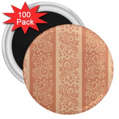 Flower Floral Leaf Frame Star Brown 3  Magnets (100 Pack) by Mariart