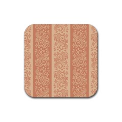 Flower Floral Leaf Frame Star Brown Rubber Coaster (square)  by Mariart