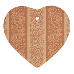 Flower Floral Leaf Frame Star Brown Heart Ornament (two Sides) by Mariart