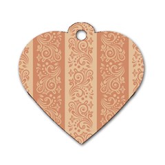 Flower Floral Leaf Frame Star Brown Dog Tag Heart (one Side) by Mariart