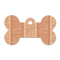 Flower Floral Leaf Frame Star Brown Dog Tag Bone (one Side) by Mariart