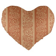 Flower Floral Leaf Frame Star Brown Large 19  Premium Flano Heart Shape Cushions by Mariart