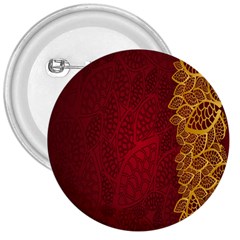 Floral Flower Golden Red Leaf 3  Buttons