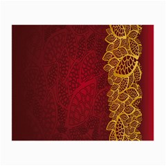 Floral Flower Golden Red Leaf Small Glasses Cloth by Mariart