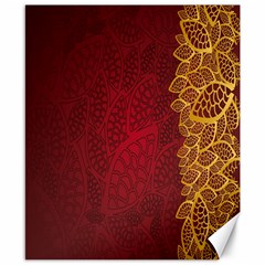 Floral Flower Golden Red Leaf Canvas 8  X 10  by Mariart