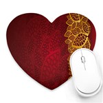 Floral Flower Golden Red Leaf Heart Mousepads Front