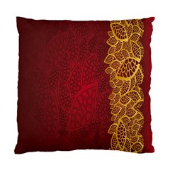 Floral Flower Golden Red Leaf Standard Cushion Case (two Sides) by Mariart