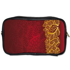 Floral Flower Golden Red Leaf Toiletries Bags by Mariart