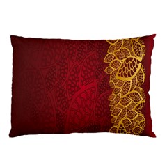 Floral Flower Golden Red Leaf Pillow Case (two Sides) by Mariart