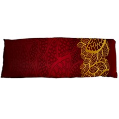 Floral Flower Golden Red Leaf Body Pillow Case (dakimakura) by Mariart