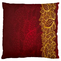 Floral Flower Golden Red Leaf Large Cushion Case (one Side)