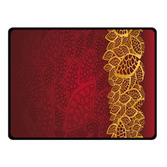 Floral Flower Golden Red Leaf Double Sided Fleece Blanket (small)  by Mariart