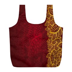 Floral Flower Golden Red Leaf Full Print Recycle Bags (l)  by Mariart