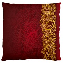 Floral Flower Golden Red Leaf Standard Flano Cushion Case (two Sides) by Mariart