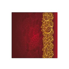 Floral Flower Golden Red Leaf Satin Bandana Scarf by Mariart