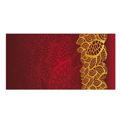 Floral Flower Golden Red Leaf Satin Shawl by Mariart