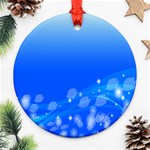 Fish Swim Blue Water Swea Beach Star Wave Chevron Round Ornament (Two Sides) Front