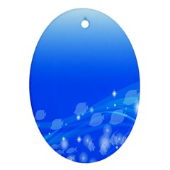 Fish Swim Blue Water Swea Beach Star Wave Chevron Oval Ornament (two Sides) by Mariart