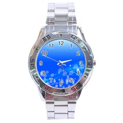 Fish Swim Blue Water Swea Beach Star Wave Chevron Stainless Steel Analogue Watch by Mariart