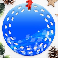 Fish Swim Blue Water Swea Beach Star Wave Chevron Round Filigree Ornament (two Sides) by Mariart