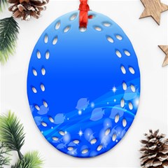 Fish Swim Blue Water Swea Beach Star Wave Chevron Ornament (oval Filigree) by Mariart