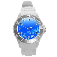 Fish Swim Blue Water Swea Beach Star Wave Chevron Round Plastic Sport Watch (l) by Mariart