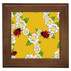 Flower Floral Sunflower Butterfly Red Yellow White Green Leaf Framed Tiles