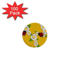 Flower Floral Sunflower Butterfly Red Yellow White Green Leaf 1  Mini Buttons (100 Pack)  by Mariart