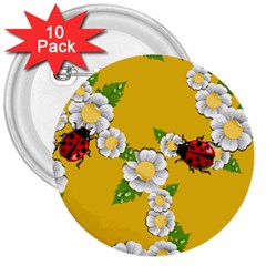 Flower Floral Sunflower Butterfly Red Yellow White Green Leaf 3  Buttons (10 Pack)  by Mariart