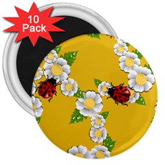 Flower Floral Sunflower Butterfly Red Yellow White Green Leaf 3  Magnets (10 Pack)  by Mariart