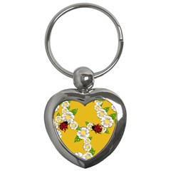 Flower Floral Sunflower Butterfly Red Yellow White Green Leaf Key Chains (heart) 