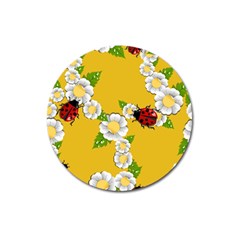 Flower Floral Sunflower Butterfly Red Yellow White Green Leaf Magnet 3  (round) by Mariart