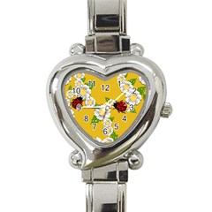 Flower Floral Sunflower Butterfly Red Yellow White Green Leaf Heart Italian Charm Watch by Mariart