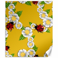 Flower Floral Sunflower Butterfly Red Yellow White Green Leaf Canvas 8  X 10  by Mariart