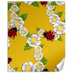 Flower Floral Sunflower Butterfly Red Yellow White Green Leaf Canvas 16  X 20  