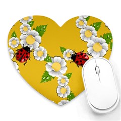 Flower Floral Sunflower Butterfly Red Yellow White Green Leaf Heart Mousepads by Mariart