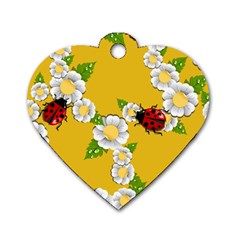 Flower Floral Sunflower Butterfly Red Yellow White Green Leaf Dog Tag Heart (two Sides) by Mariart