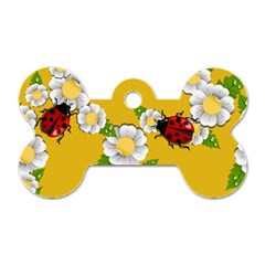 Flower Floral Sunflower Butterfly Red Yellow White Green Leaf Dog Tag Bone (one Side) by Mariart