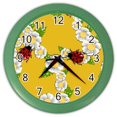 Flower Floral Sunflower Butterfly Red Yellow White Green Leaf Color Wall Clocks by Mariart