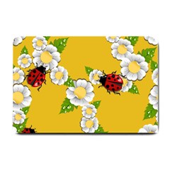 Flower Floral Sunflower Butterfly Red Yellow White Green Leaf Small Doormat  by Mariart