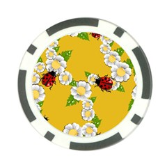 Flower Floral Sunflower Butterfly Red Yellow White Green Leaf Poker Chip Card Guard