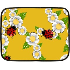 Flower Floral Sunflower Butterfly Red Yellow White Green Leaf Fleece Blanket (mini) by Mariart