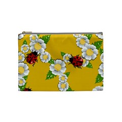 Flower Floral Sunflower Butterfly Red Yellow White Green Leaf Cosmetic Bag (medium)  by Mariart