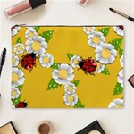 Flower Floral Sunflower Butterfly Red Yellow White Green Leaf Cosmetic Bag (XL) Front