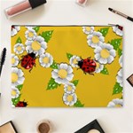 Flower Floral Sunflower Butterfly Red Yellow White Green Leaf Cosmetic Bag (XL) Back