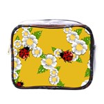 Flower Floral Sunflower Butterfly Red Yellow White Green Leaf Mini Toiletries Bags Front