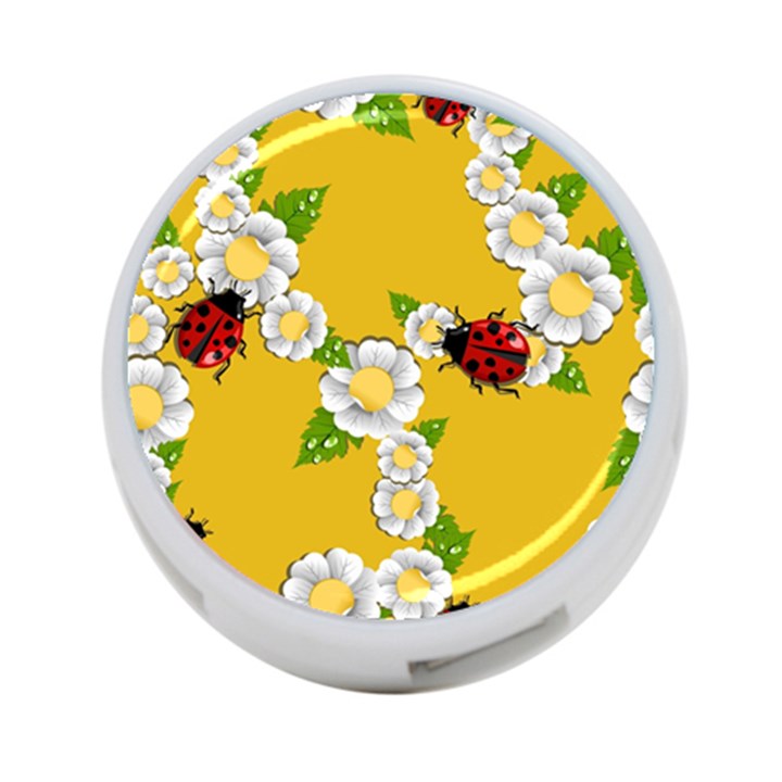 Flower Floral Sunflower Butterfly Red Yellow White Green Leaf 4-Port USB Hub (Two Sides) 