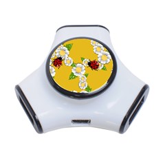 Flower Floral Sunflower Butterfly Red Yellow White Green Leaf 3-port Usb Hub by Mariart