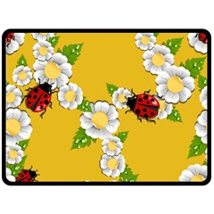 Flower Floral Sunflower Butterfly Red Yellow White Green Leaf Double Sided Fleece Blanket (large)  by Mariart