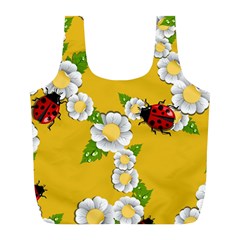 Flower Floral Sunflower Butterfly Red Yellow White Green Leaf Full Print Recycle Bags (l)  by Mariart